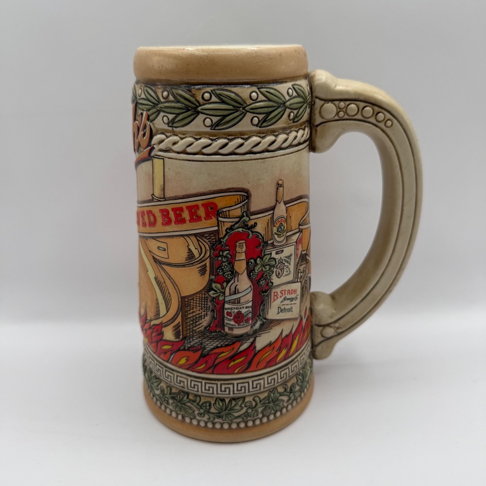 Vintage Stroh Fire Brewed Beer Stein Heritage Series VI Ceramarte Brazil 80370